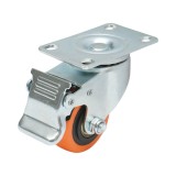 Roata pivotanta cu frana 64x31 mm din PVC, placa otel 94x63 mm, 60 kg