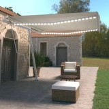 vidaXL Copertină automată cu senzor v&acirc;nt &amp; LED, crem, 400x350 cm