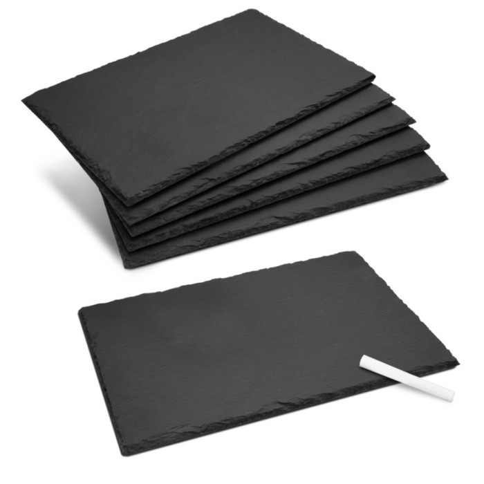 Set 6 tavi din ardezie Navaris, 30x20 cm, cu creta, non-zgarieturi, 47683.06.02