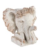 Cumpara ieftin Ghiveci flori ceramica alba maro Elefant 48x38x43 cm