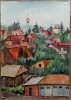 Vedere generala Targu Mures// acuarela Rodica Raileanu 1988, Portrete, Cerneala, Altul