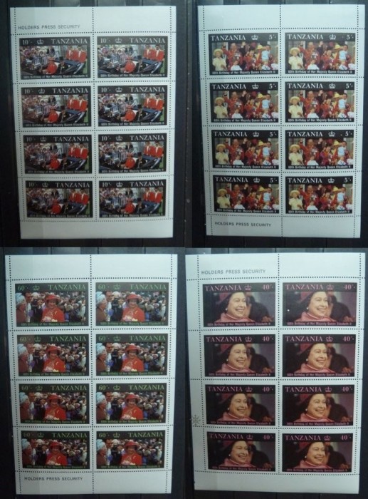 Tanzania 1987 Queen Elizabeth II 60th Birthday x 8 in blocks MNH S.636
