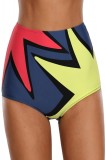 SW2017-100 Slip de baie cu talie inalta si imprimeu colorat