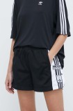 Cumpara ieftin Adidas Originals pantaloni scurți Adibreak de damă, culoarea negru, cu aplicații, talie &icirc;naltă IU2518