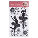 Autocolante Perete, Modecor, Balerine Flori, Culoare Negru/Gri, Set 4 Buc, Dimensiuni 32x50cm, Oem