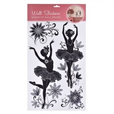 Autocolante Perete, Modecor, Balerine Flori, Culoare Negru/Gri, Set 4 Buc, Dimensiuni 32x50cm