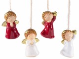 Set 8 ornamente brad Ingeri portelan multicolor 4x3x6 cm