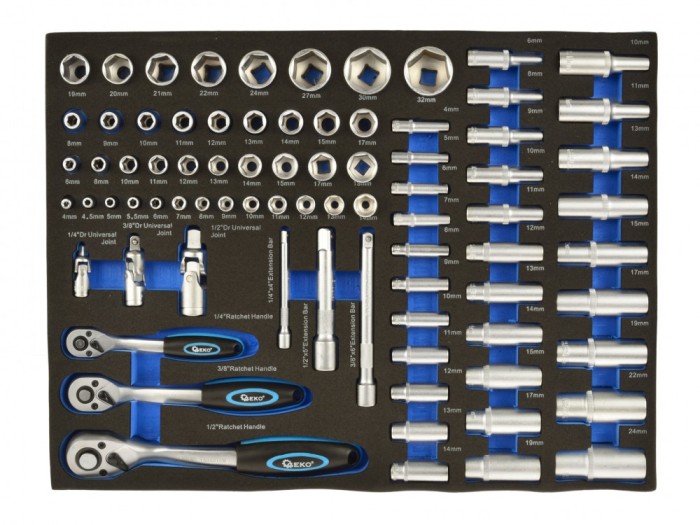 Set chei cu clichet 1/4&quot;-1/2&quot;, 80 piese, GEKO G10833A