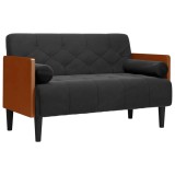 Cumpara ieftin Canapea loveseat cu perne de suport negru 110 cm catifea