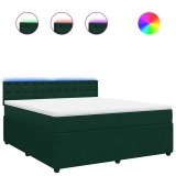 Cumpara ieftin Pat box spring cu saltea, verde inchis, 180x200 cm, catifea