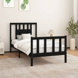 Cadru de pat, 100x200 cm, negru, lemn masiv de pin GartenMobel Dekor, vidaXL