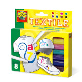 Markere de copii pentru colorat materiale textile, 8 bucati, SES Creative