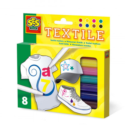 Markere de copii pentru colorat materiale textile, 8 bucati foto