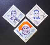 Rom&acirc;nia și Bulgaria 1961-1964 Cosmonauții Voskhod și Vostok Titov Komarov Feoktistov Lot 3 Valori Format Romb Ștampilate - OREF1