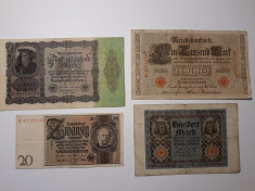 BANCNOTE GERMANIA -50MARCI 1924 -100MARCI 1920 -1000MARCI 1910 -50000 MARCI 1922 foto