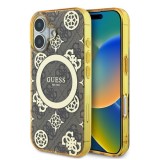 Husa pentru iPhone 16 - Guess IML Peony On 4G Background MagSafe (GUHMP16SH4PYEEW) - Brown