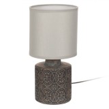 Veioză Ceramică, Model Bază Gri Reliefat, Abajur Gri, 13x26cm, Cablu 115cm, &Icirc;ntrerupător 32cm, Bec E14 (Max 40W), Oem