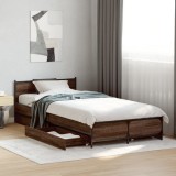 VidaXL Cadru de pat cu sertare, stejar maro, 100x200 cm lemn prelucrat
