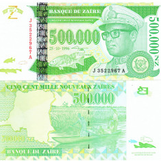 Zair 500 000 Noveaux Zaires 1996 Mobutu P-78 UNC
