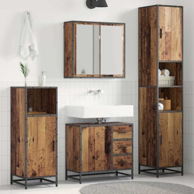 vidaXL Set de mobilier pentru baie 3 pcs Lemn vechi 65 x 33 x 60 cm 3402533 foto