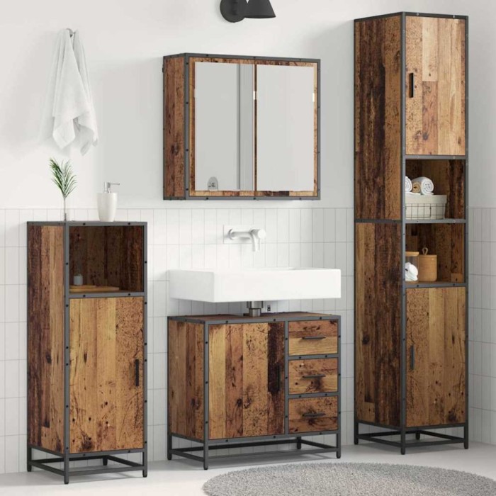 vidaXL Set de mobilier pentru baie 3 pcs Lemn vechi 65 x 33 x 60 cm 3402533