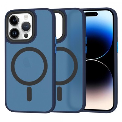 Husa MagSafe pentru Apple iPhone 14 Pro, Techsuit, HaloFrost, Bleumarin foto