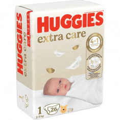 Scutece Huggies Extra Care Convi marimea 1, 2-5 kg, 26 buc