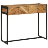 Masă Consolă Lemn Masiv Acacia 90x35x75 cm vidaXL Maro Chevron Hol/Living