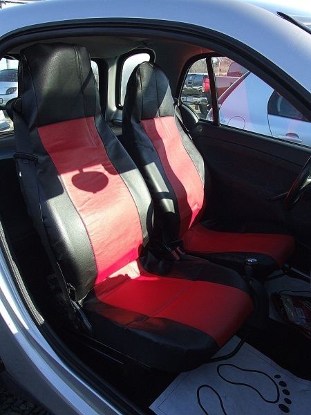 2 x Smart ForTwo Huse Scaune Masini Auto Negru Rosu Piele