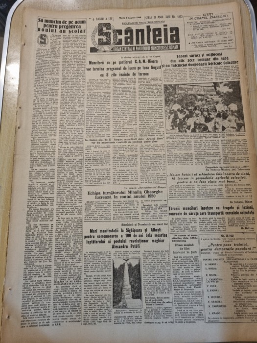 scanteia 2 august 1949-gospodaria agricola colectiva alexandria,alexandru petofi