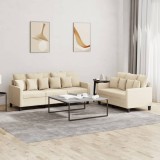 vidaXL Set de canapele cu perne, 2 piese, crem, textil