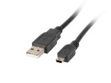 Lanberg Cablu USB 2.0 CA-USBK-10CC-0003-BK, 0.3m, Mini-USB A la USB A, Negru