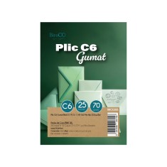Plic C6 gumat, set 25 bucati, 114x162 mm, hartie alba 70 g/mp