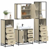 vidaXL Set de mobilier de baie din 4 piese din lemn de stejar Sonoma 3301256