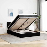 Gossi pat otoman cu saltea si led-uri negru 140x200 cm tesatura