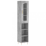 Dulap inalt, gri beton, 34,5x34x180 cm, lemn prelucrat