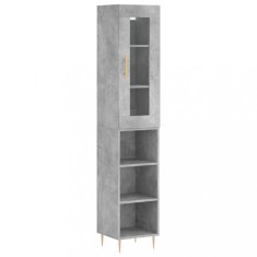 Dulap inalt, gri beton, 34,5x34x180 cm, lemn prelucrat