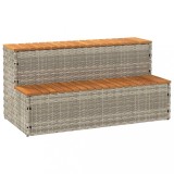 Treaptă Cadă Hidromasaj vidaXL, Gri Deschis, 100x50x50.5cm, Ratan PE, Oțel, Lemn Acacia, Ajustabilă, Rezistentă UV &amp; Apă
