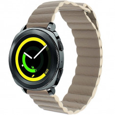 Curea piele Smartwatch Samsung Galaxy Watch 4, Watch 4 Classic, Gear S2, iUni 20 mm Kaki Leather Loop foto