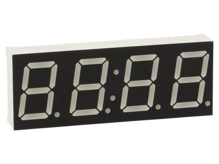 Afișaj LED 7 segmente verde, 4 digiți