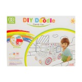 Jucarie Educativa pentru Copii, Flippy, Model Masinuta 3D, Jucarie de Asamblat si Colorat, din Carton, 28 x 20 cm, 3+ ani, Alb