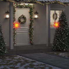 vidaXL Lumină de Crăciun cu LED/țăruș de sol roșu 57 cm pliabil foto