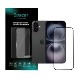 FOLIE STICLA Spacer pentru Iphone 16 Plus, grosime 0.3mm, acoperire totala ecran, strat special anti-ulei si anti-amprenta, Tempered Glass, sticla 9D,