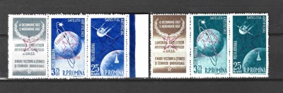 ROMANIA 1958 - SATELITII ARTIFICIALI (SUPRATIPAR ) TRIPTICURI, MNH - LP 459a (1R) foto