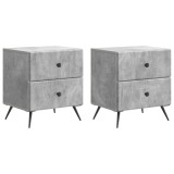 vidaXL Dulap de noapte cu sertar 2 pcs Gri Beton 43 x 34,5 x 47,5 cm 895452
