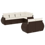 Cumpara ieftin Set canapele de gradina cu perne, 7 piese, maro, poliratan