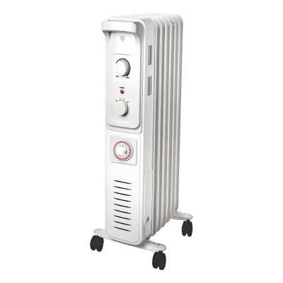 Radiator electric pe ulei, 7 elementi, 1500W, cu termostat, culoare alb foto