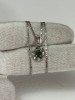 LANT + PANDANTIV AUR alb 18K + Smarald = 0.50CT + 1 Diamant - Vintage !