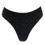Chiloti String Seamless cu Imprimeu Leopard, Negru, CMCLASS