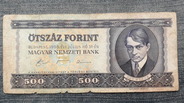500 Forint 1990 Ungaria / cu ruptura /seria 065031
